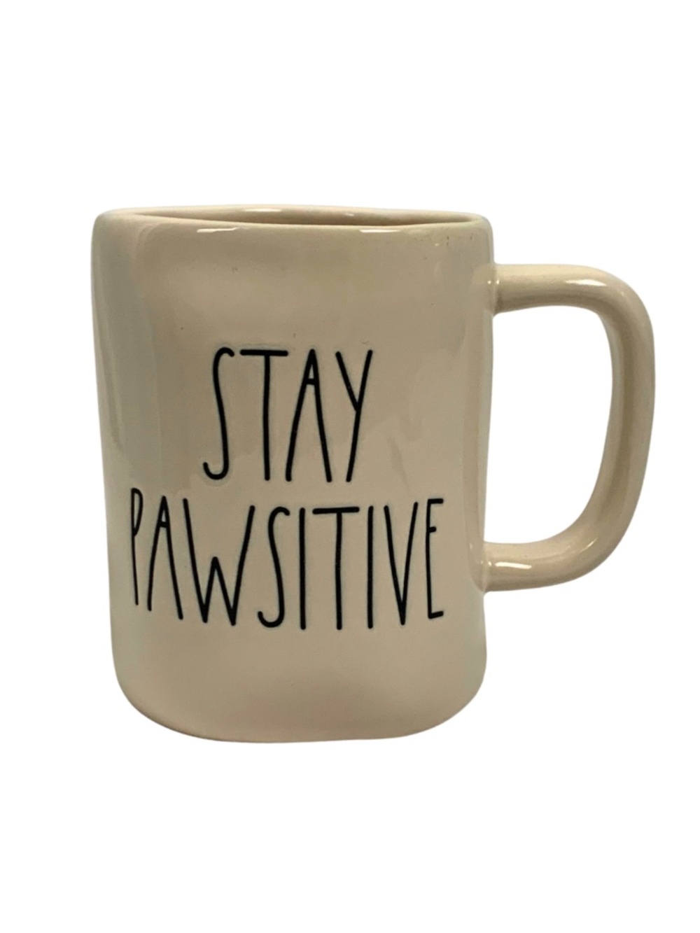 Rae Dunn Stay Pawsitive Cream Black Mug Inspirational